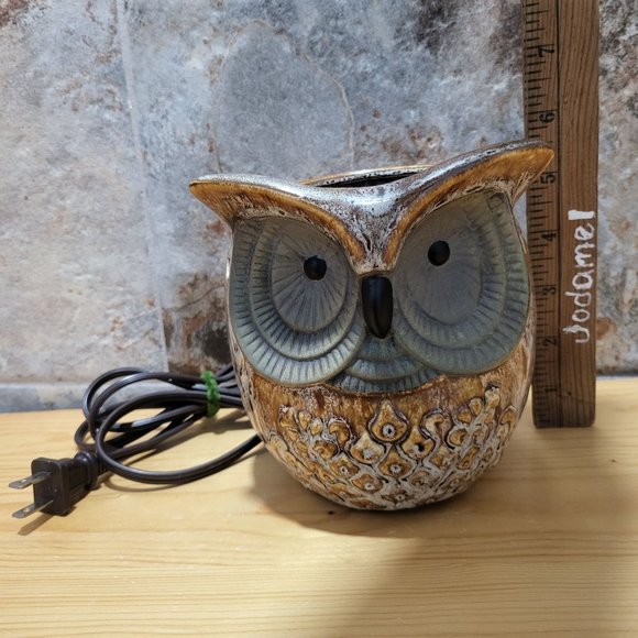 Intertek Ceramic Owl Electric Wax Warmer Brown Glazed Missing Top - Picture 7 of 12